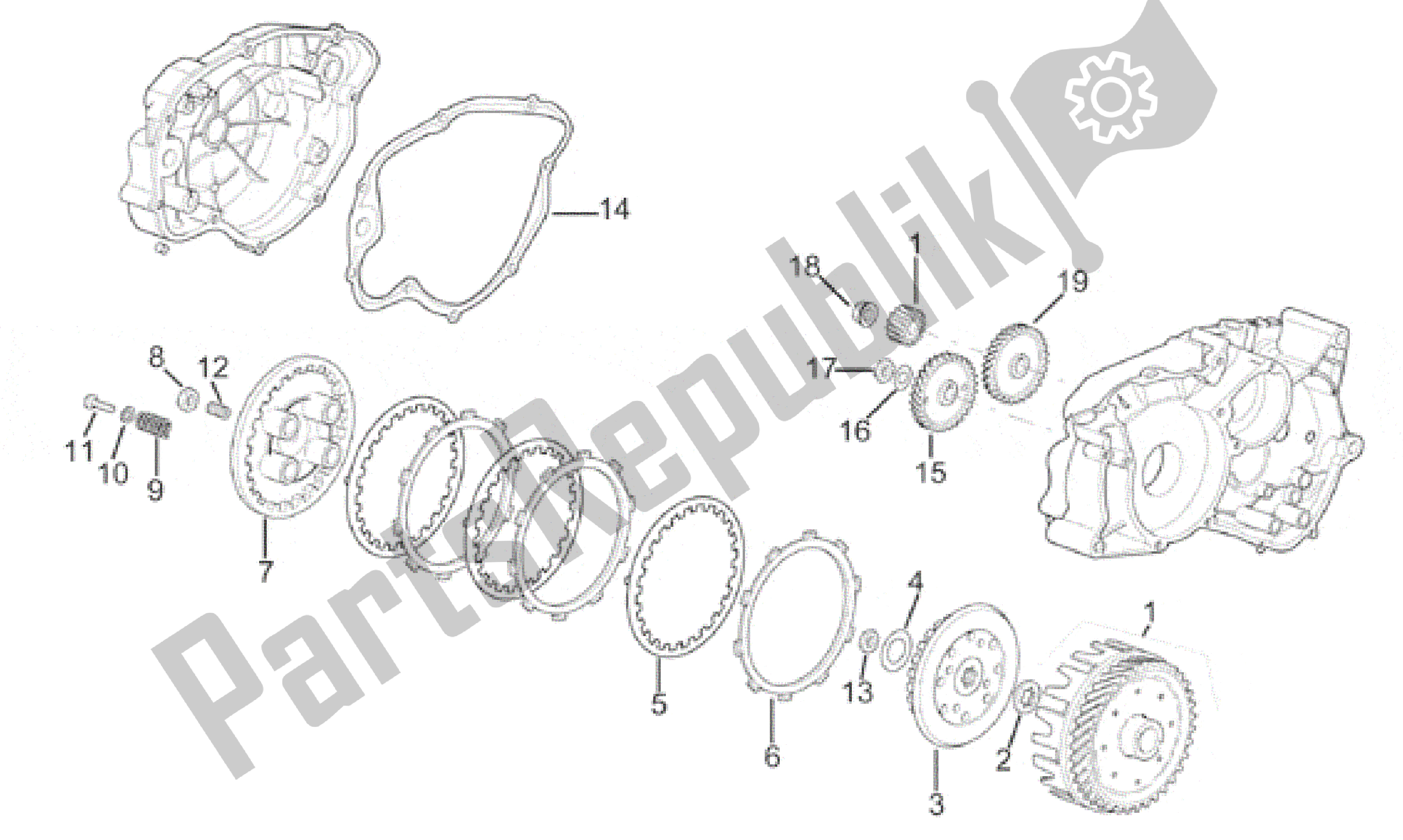 Toutes les pièces pour le Embrayage du Aprilia RS 50 1996 - 1998