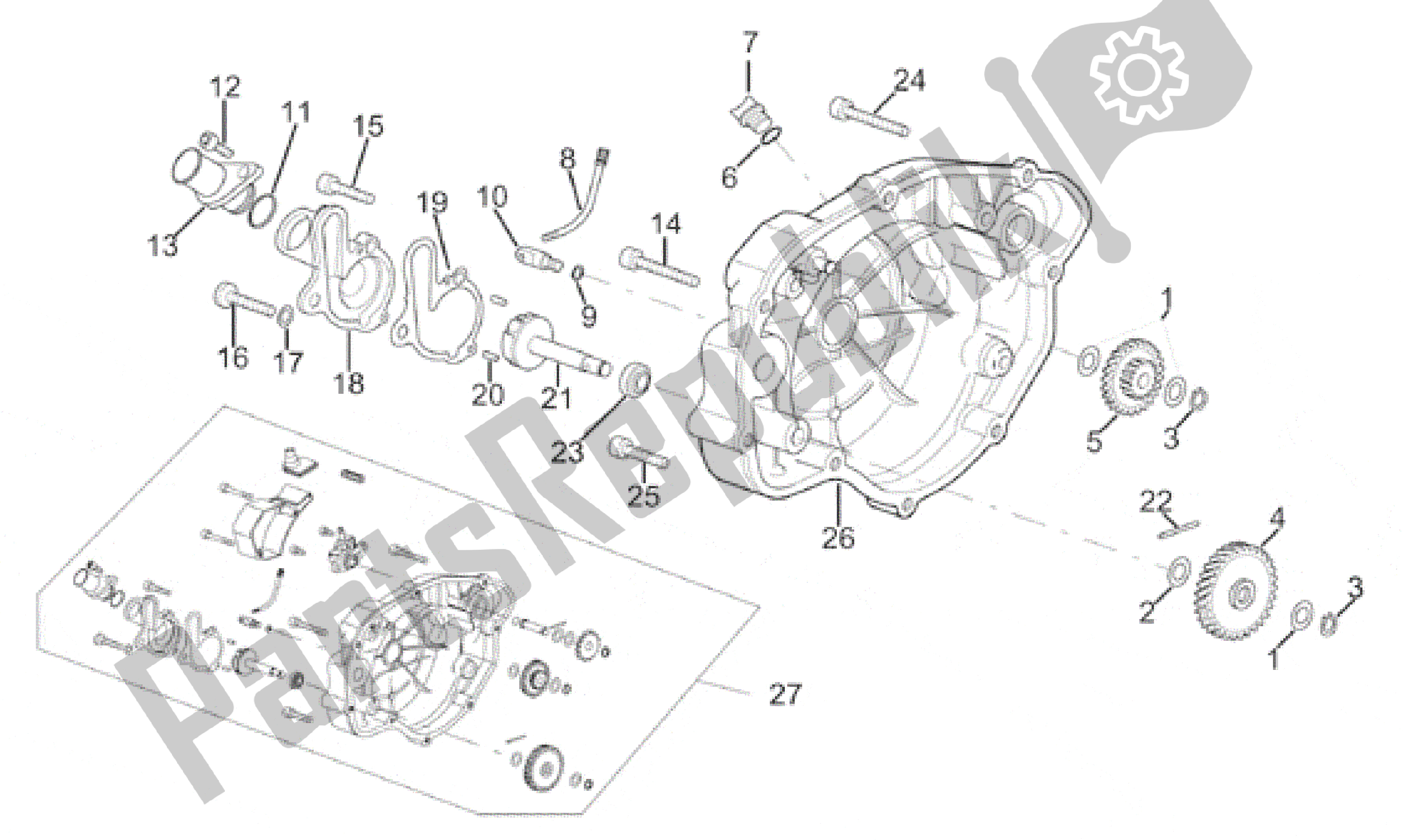 All parts for the Clutch Cover of the Aprilia RS 50 1996 - 1998