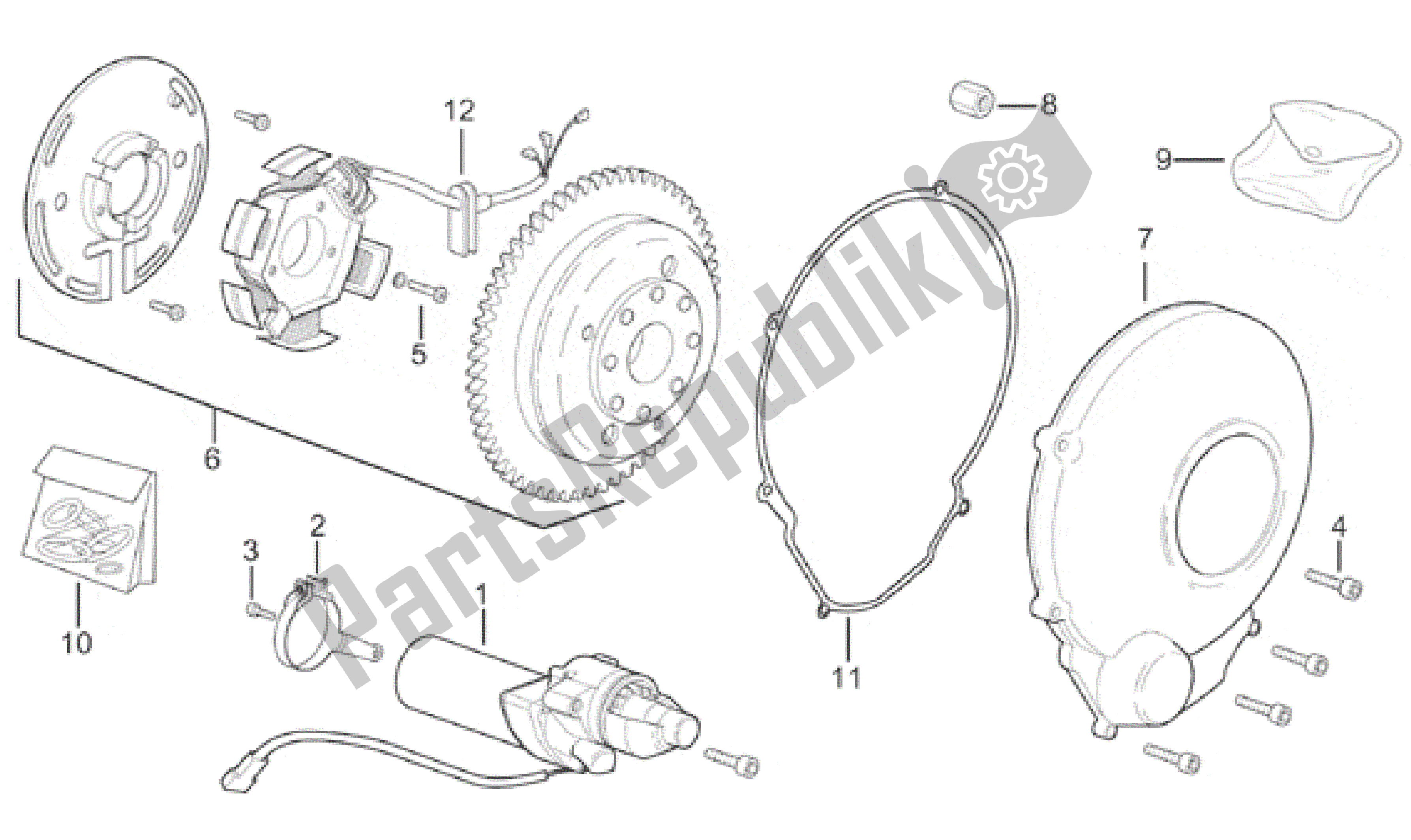 Alle onderdelen voor de Ontstekingseenheid van de Aprilia RS 50 1996 - 1998