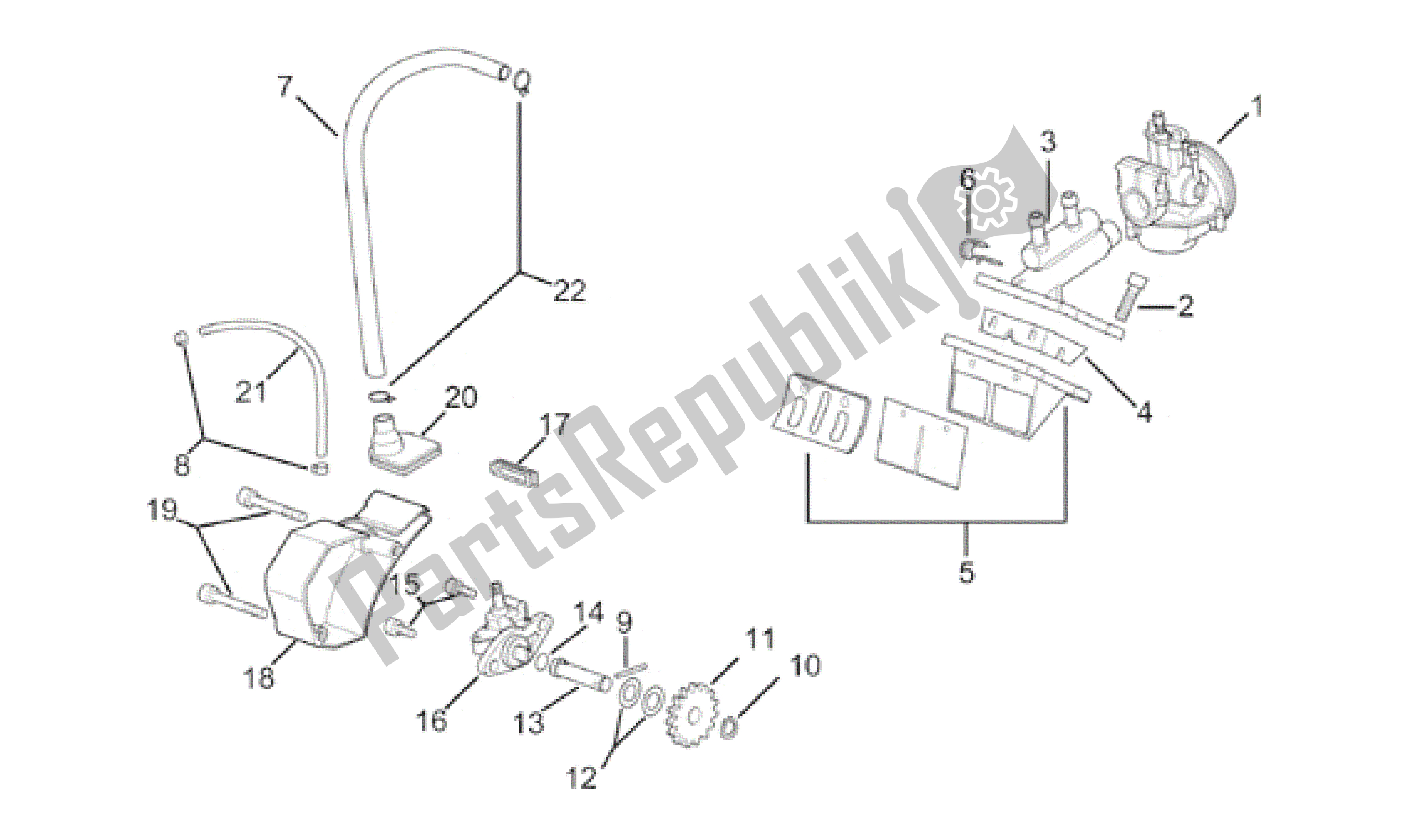 All parts for the Carburettor - Oil Pump of the Aprilia RS 50 1996 - 1998