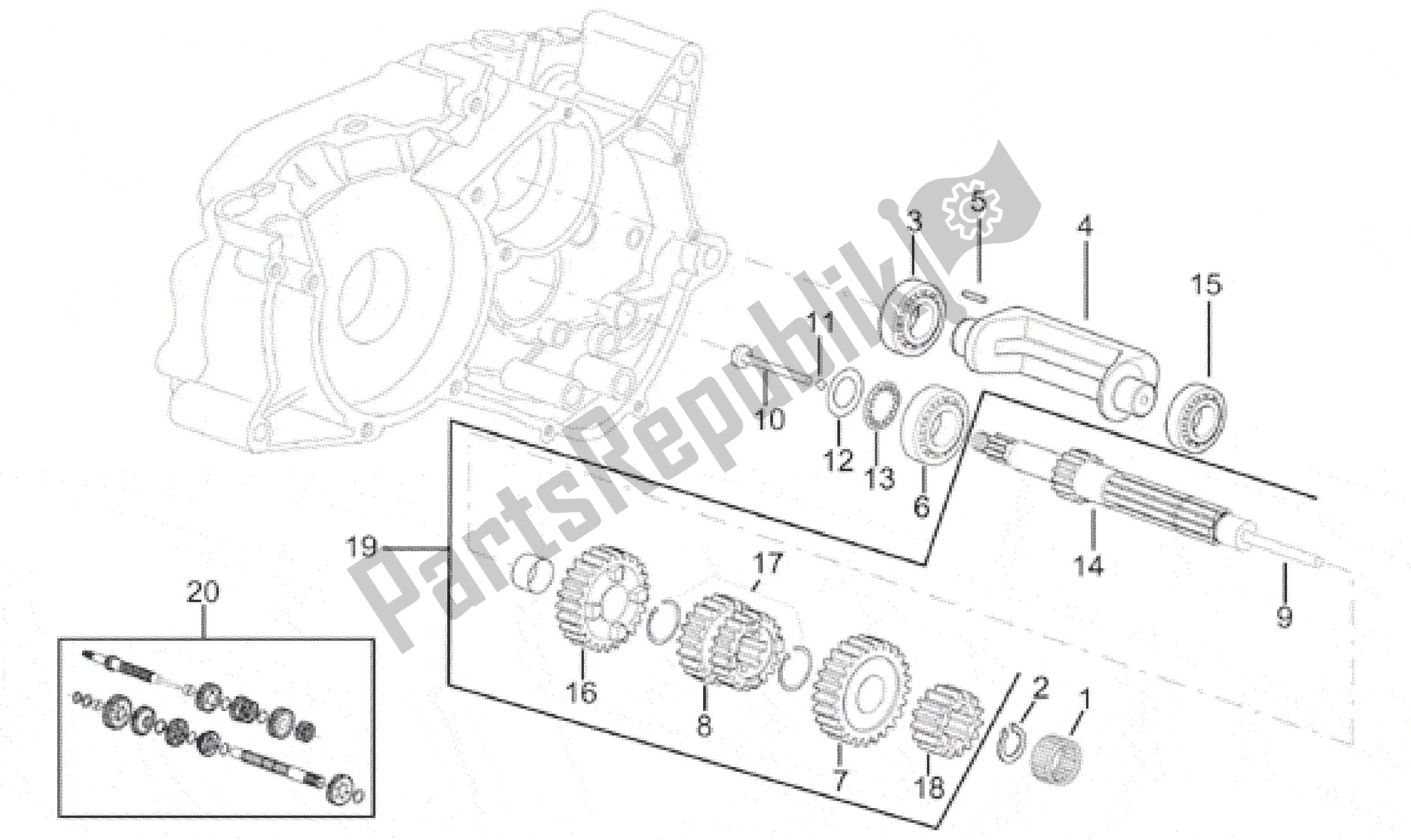 Todas as partes de Eixo De Engrenagem Primária do Aprilia RS 50 1996 - 1998