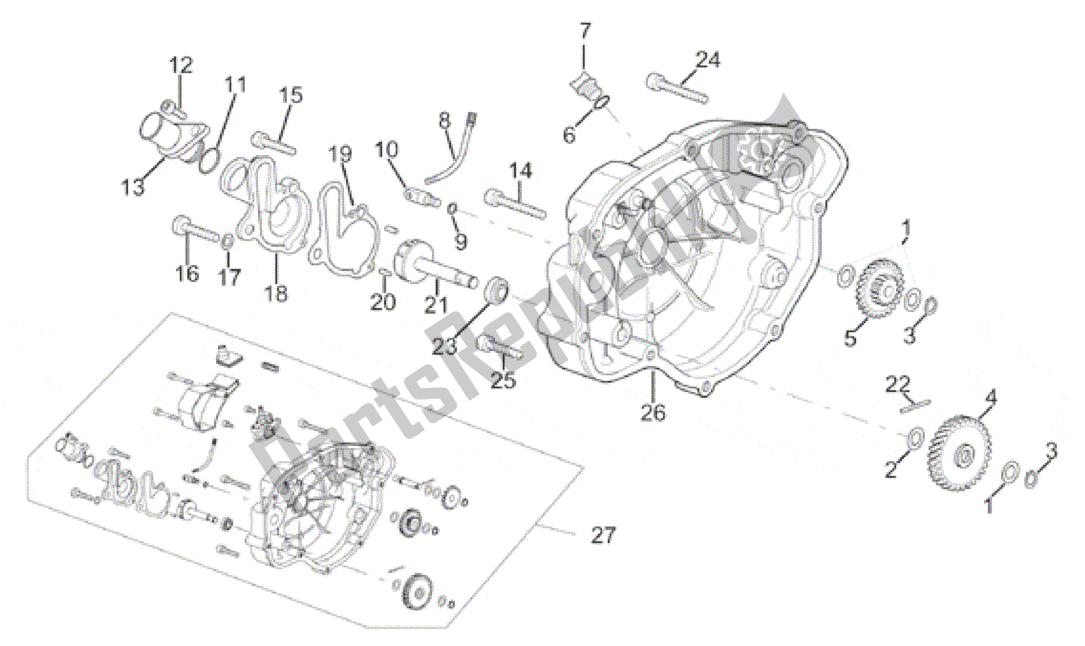 Alle onderdelen voor de Koppelingsdeksel van de Aprilia RS 50 1996 - 1998