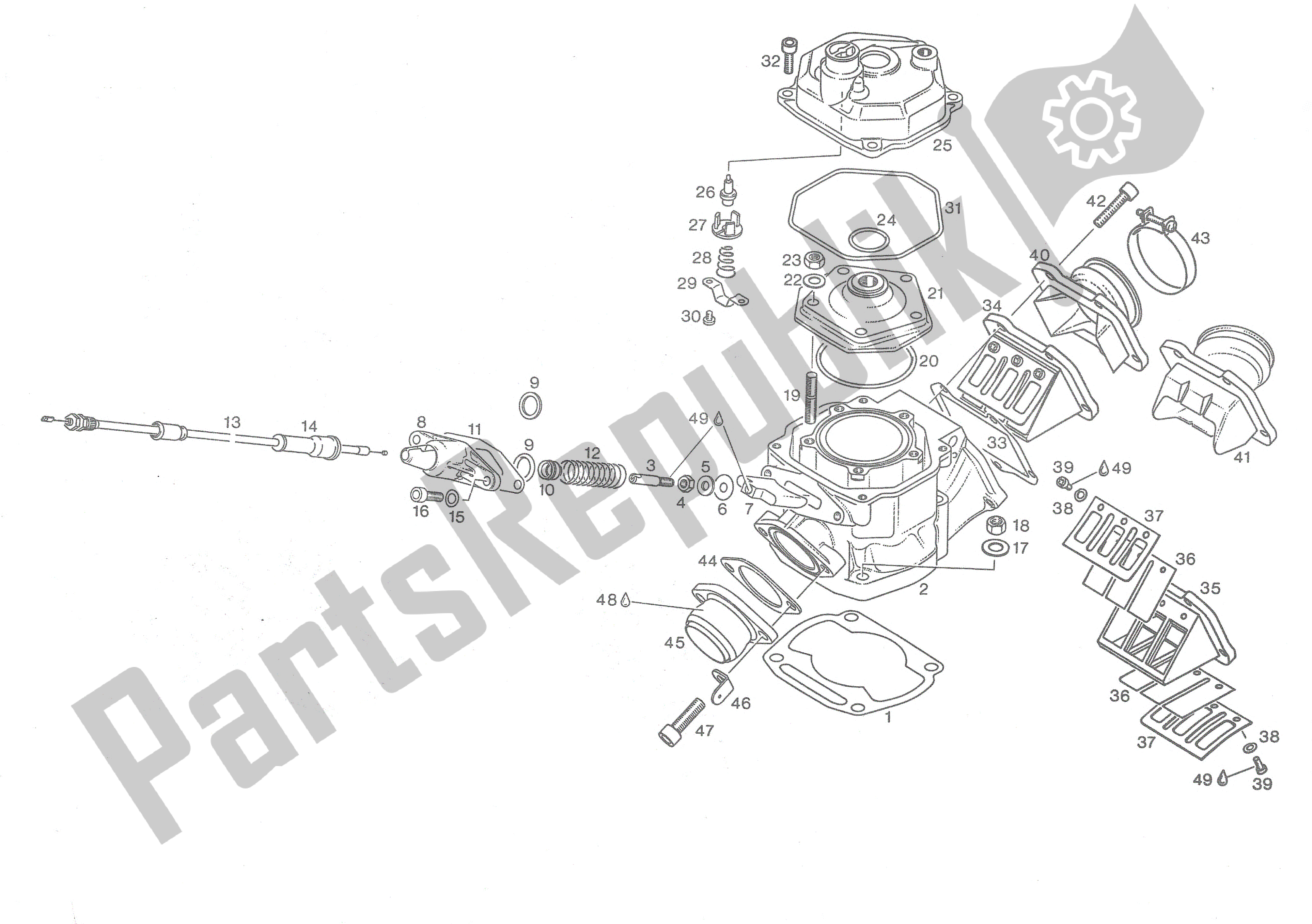 Alle Teile für das 1, Zylinder, Auspuffschieber, Zylinderkopfdeckel Thermostat, Ansaugstutzen des Aprilia Rotax 123 125 1991 - 1992