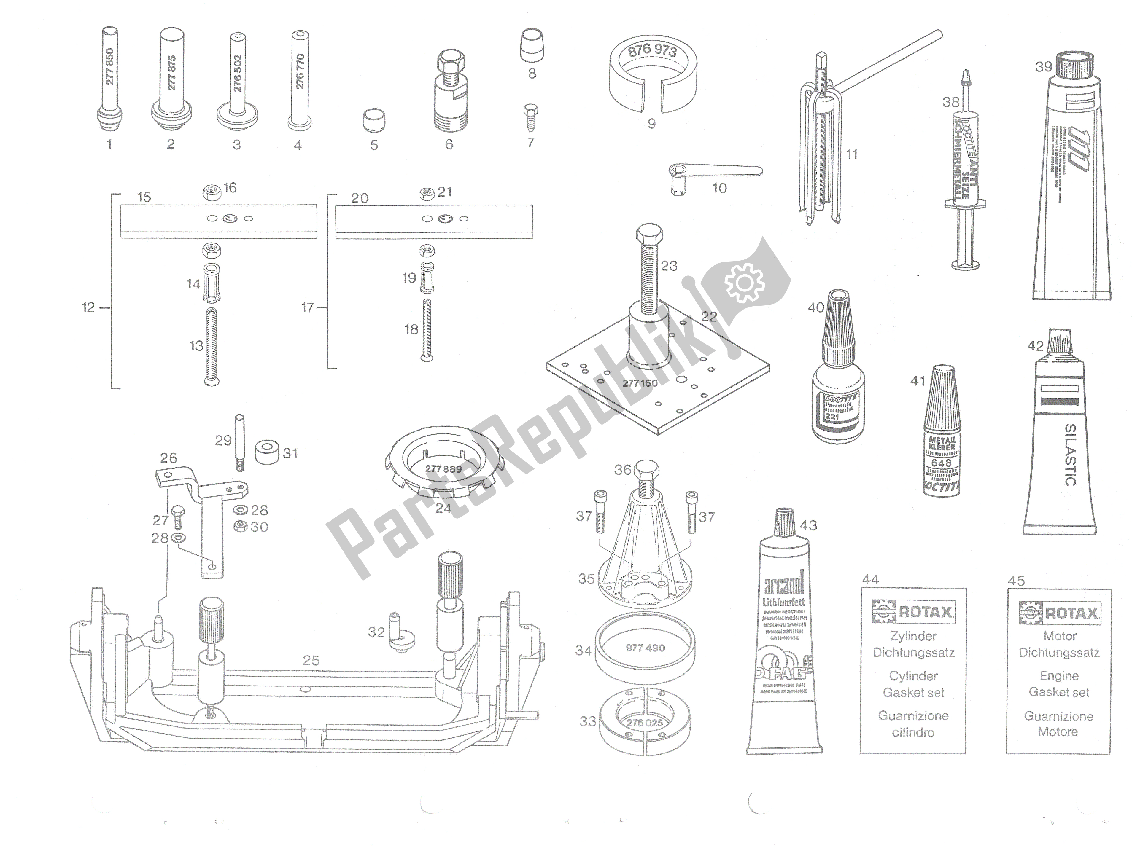 Toutes les pièces pour le Outils De Réparation, Jeux De Joints du Aprilia Rotax 123 125 1991 - 1992