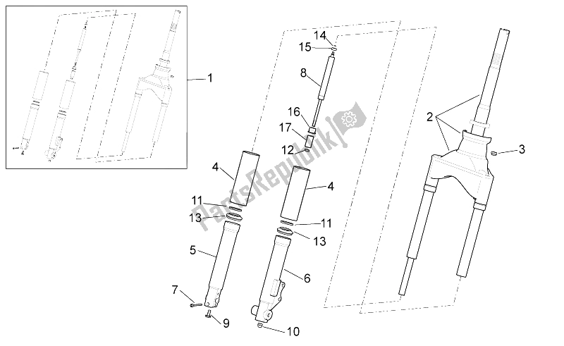 Toutes les pièces pour le Fourche Avant du Aprilia Scarabeo 50 4T 4V NET 2010