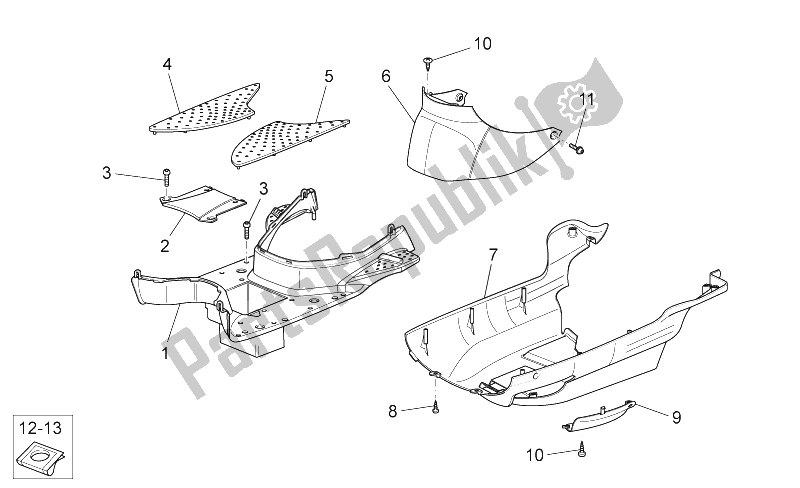 All parts for the Central Body Ii of the Aprilia Scarabeo 125 200 Light Carb 2007