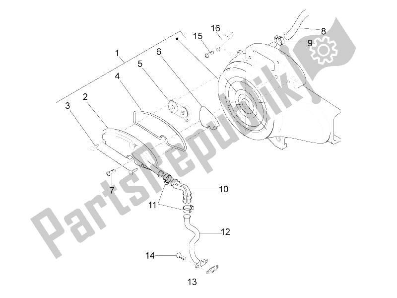 All parts for the Secondary Air Box of the Aprilia SR Motard 50 4T 4V 2013