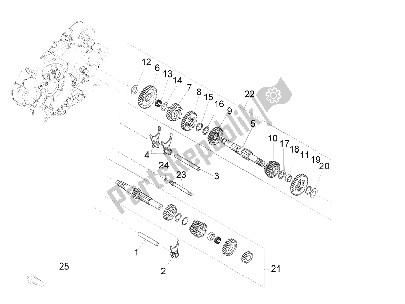 Alle Teile für das Getriebe - Getriebebaugruppe des Aprilia RS4 125 4T 2014