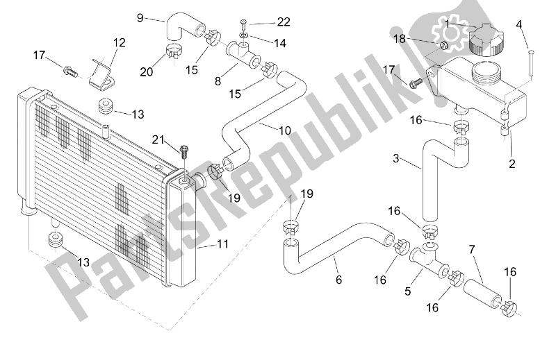 Todas las partes para Enfriador De Agua de Aprilia RS 125 Tuono 2003