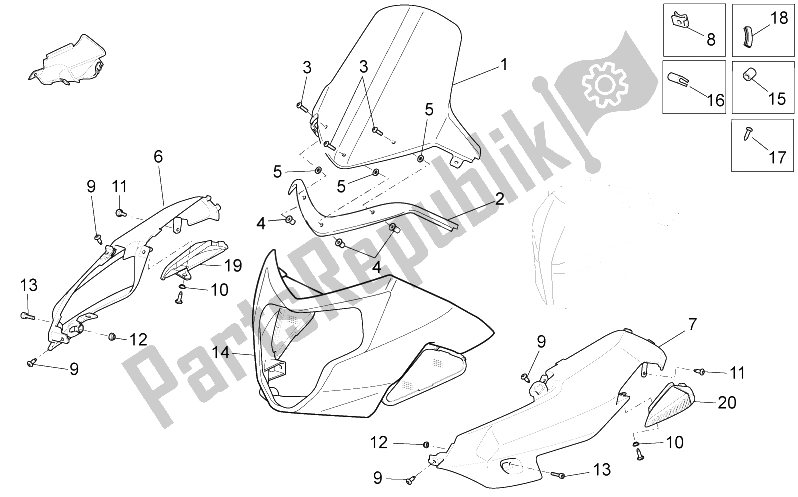 Todas as partes de Corpo Frontal - Carenagem Frontal do Aprilia Shiver 750 GT 2009