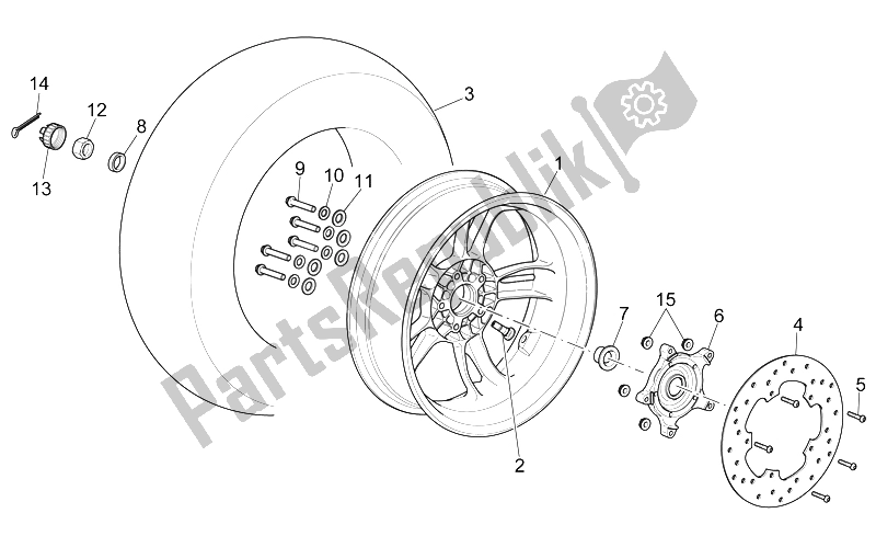 Todas as partes de Roda Traseira do Aprilia Scarabeo 300 Light E3 2009