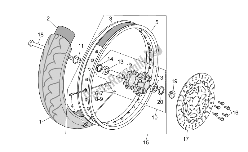 Todas as partes de Roda Da Frente do Aprilia RX SX 125 2008