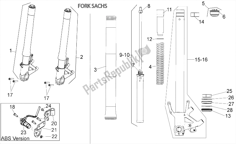 Toutes les pièces pour le Fourche Avant Iii du Aprilia NA 850 Mana GT 2009