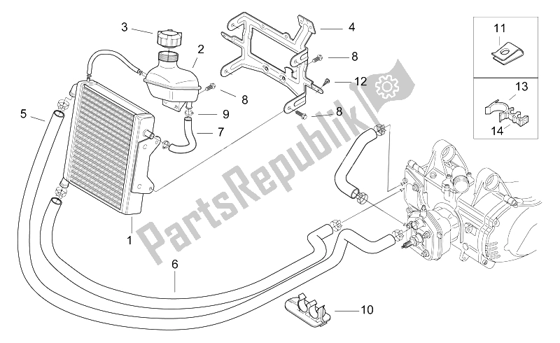 Alle onderdelen voor de Koelsysteem van de Aprilia SR 50 H2O 1997