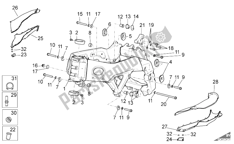 Todas as partes de Quadro I do Aprilia RSV4 R SBK Factory 1000 2009