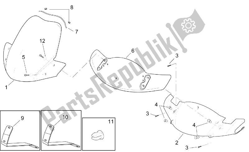 Toutes les pièces pour le Corps Avant - Carénage Avant du Aprilia Leonardo 250 ST ENG Yamaha 2001