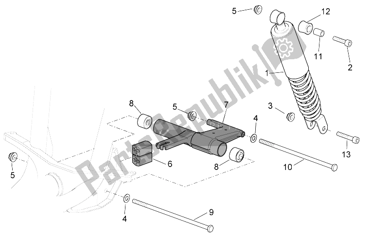 All parts for the R. Shock Absorber-connect. Rod of the Aprilia Scarabeo 50 4T 2V E2 2006