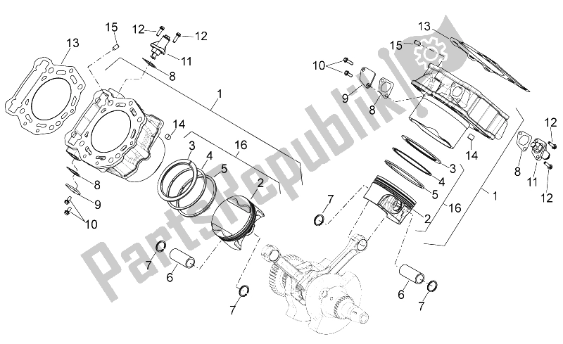 Wszystkie części do Cylinder Z T? Okiem Aprilia Shiver 750 PA 2015