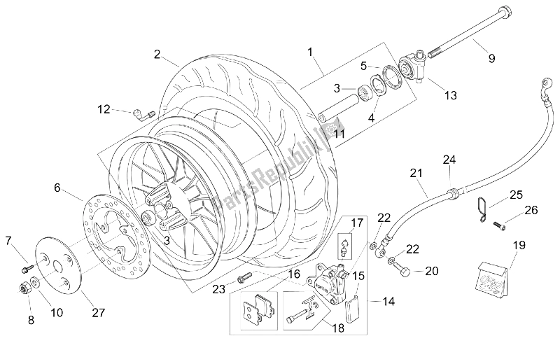 All parts for the Front Wheel of the Aprilia Mojito Custom 50 2T ENG Aprilia 1999