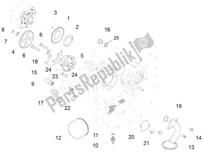 All parts for the Oil Pump of the Aprilia Caponord 1200 Rally 2015