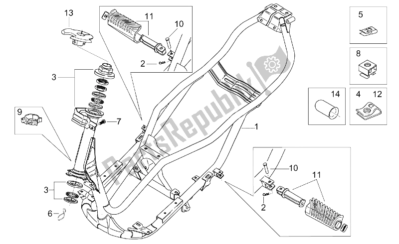 Alle Teile für das Rahmen des Aprilia Leonardo 125 150 1999