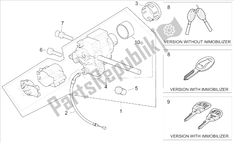 Todas las partes para Kit De Hardware De Bloqueo de Aprilia Atlantic 500 2001