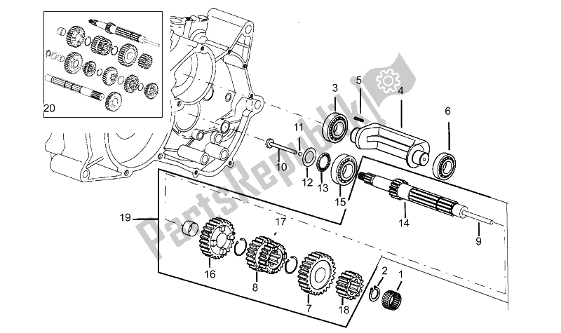 Todas las partes para Eje De Engranaje Primario (2) de Aprilia RS 50 1993