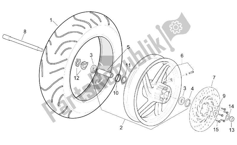 Toutes les pièces pour le Roue Avant du Aprilia Leonardo 250 ENG Yamaha 1999