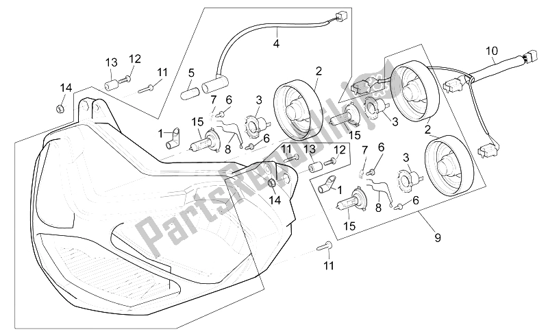 Todas as partes de Farol do Aprilia SL 1000 Falco 2000