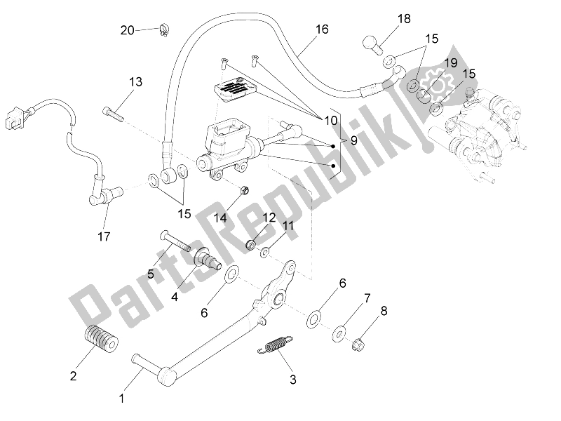 Tutte le parti per il Pompa Freno Posteriore del Aprilia RS4 125 4T 2014