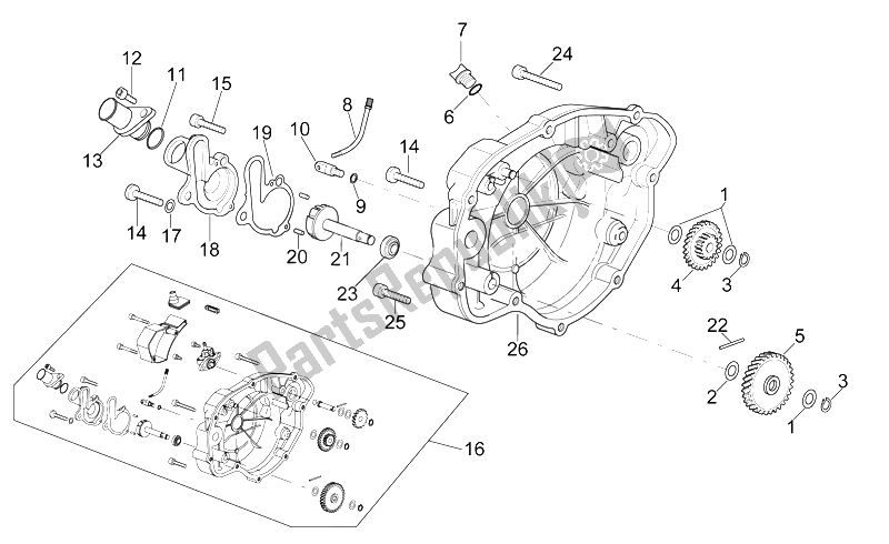 All parts for the Clutch Cover of the Aprilia RS 50 1999
