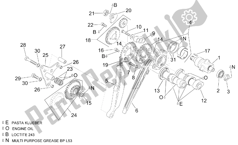 All parts for the Rear Cylinder Timing System of the Aprilia RSV Mille 1000 2003