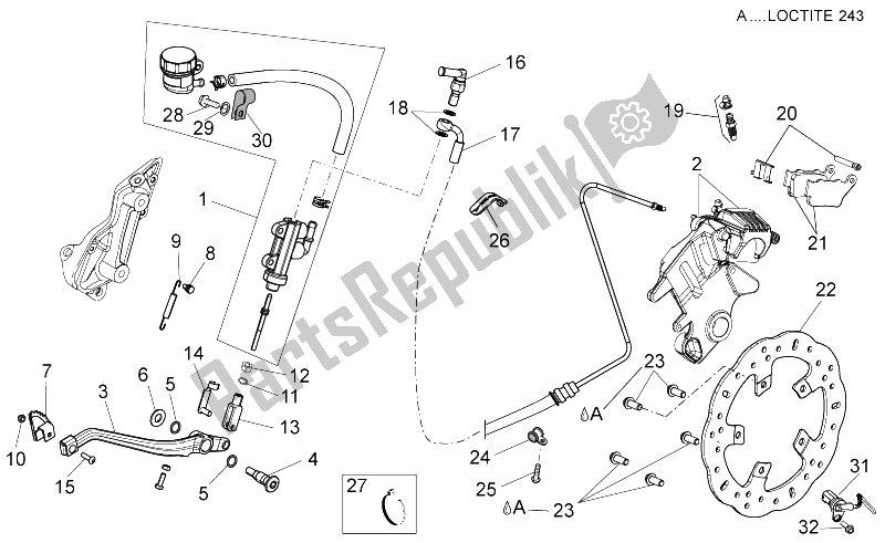 All parts for the Rear Brake System of the Aprilia Dorsoduro 750 ABS USA 2015