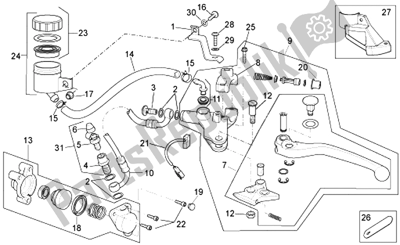 Alle Teile für das Kupplungspumpe des Aprilia RSV Tuono 1000 2006