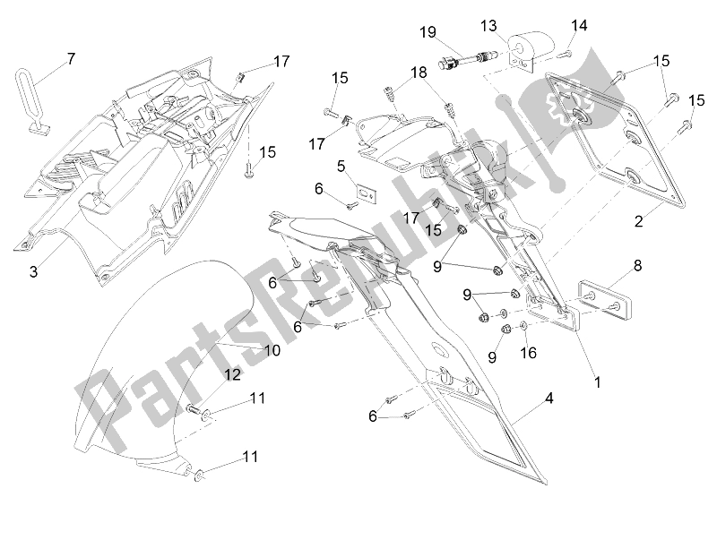 All parts for the Rear Body Ii of the Aprilia RS 125 2006