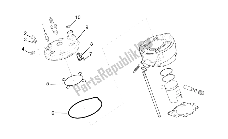 All parts for the Cylinder Head of the Aprilia RX 50 2003