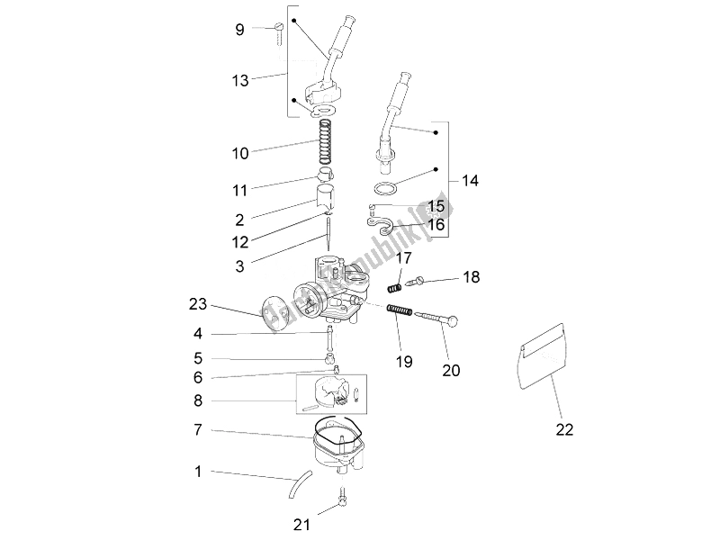 Tutte le parti per il Carburatore (2) del Aprilia RS4 50 2T 2011