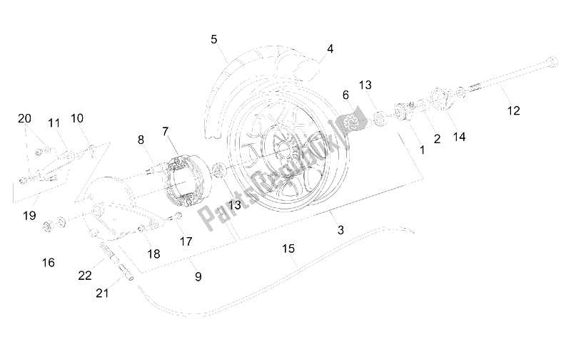 All parts for the Front Wheel - Drum Brake of the Aprilia Amico 50 1996
