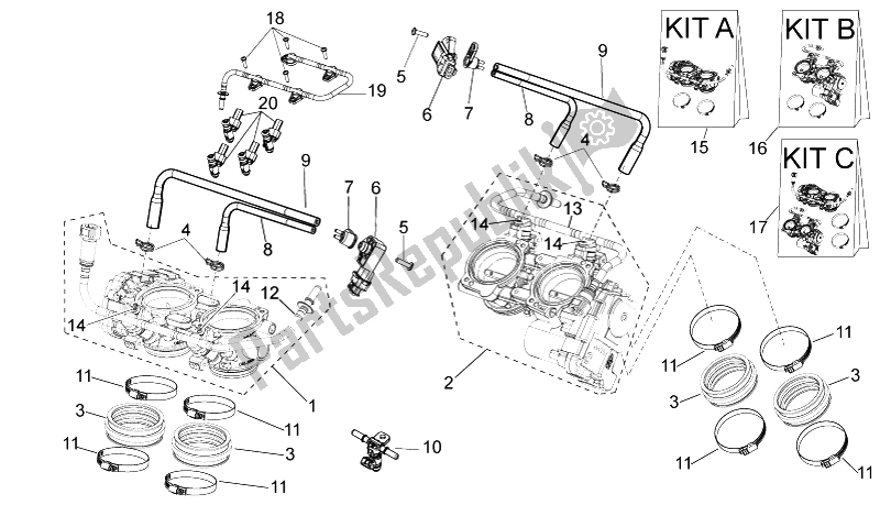 Alle Teile für das Drosselklappengehäuse des Aprilia RSV4 Aprc Factory STD SE 1000 2011
