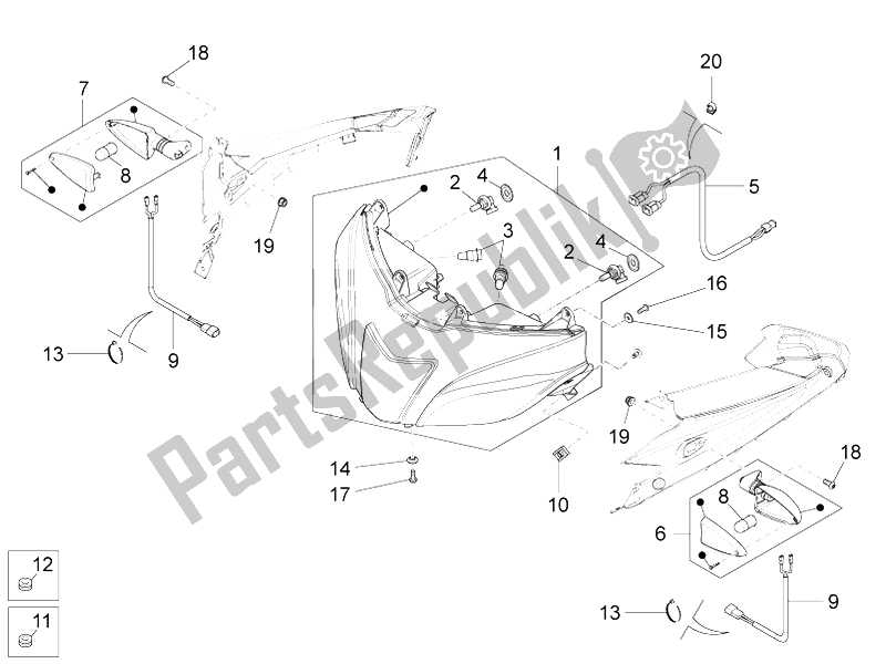 Alle Teile für das Frontscheinwerfer des Aprilia RS4 50 2T 2014