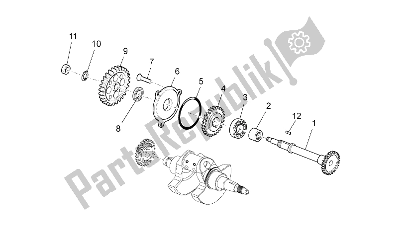 All parts for the Transmission Shaft of the Aprilia SXV 450 550 2009