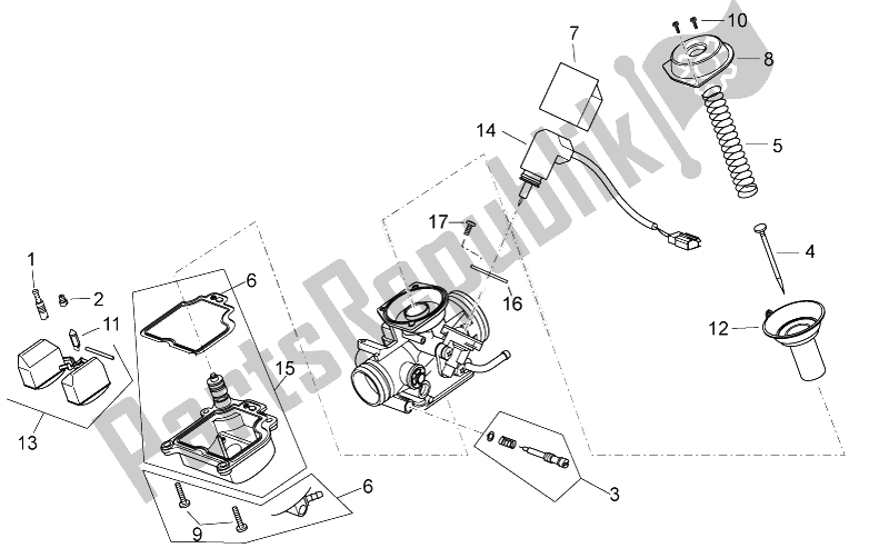 Todas as partes de Carburador Ii do Aprilia Atlantic 125 E3 2010