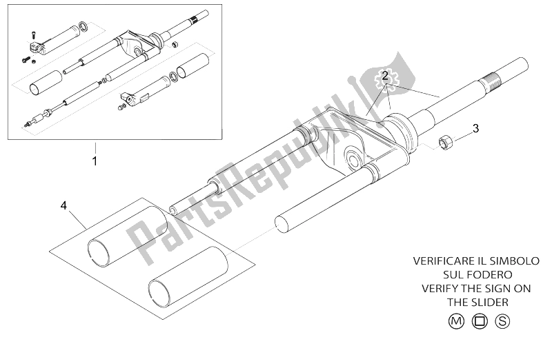 Wszystkie części do Przedni Widelec I Aprilia Scarabeo 50 2T E2 ENG Piaggio 2005