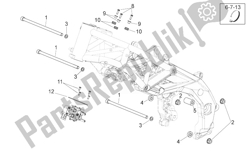 All parts for the Frame Ii of the Aprilia Shiver 750 USA 2011