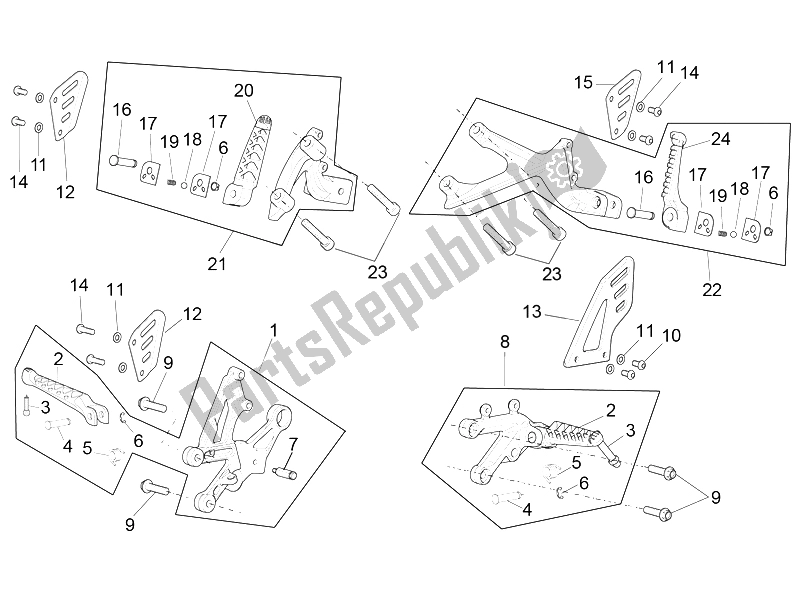 All parts for the Foot Rests of the Aprilia RSV4 RR 1000 2015