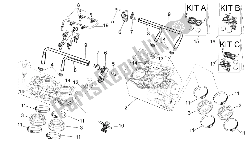 All parts for the Throttle Body of the Aprilia RSV4 R 1000 2009