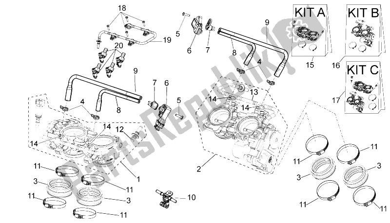 Alle Teile für das Drosselklappengehäuse des Aprilia RSV4 R 1000 2009