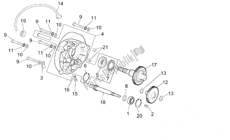 All parts for the Transmission of the Aprilia Scarabeo 100 4T E2 2001