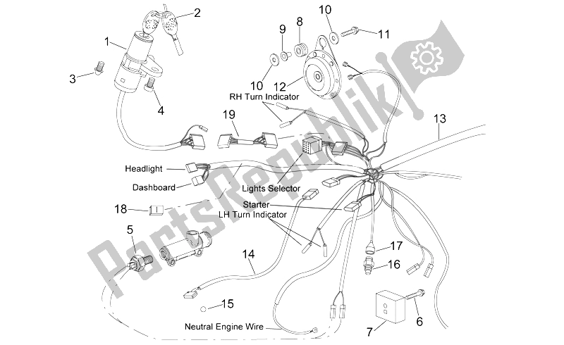 Todas las partes para Sistema Eléctrico I de Aprilia RS 50 1996