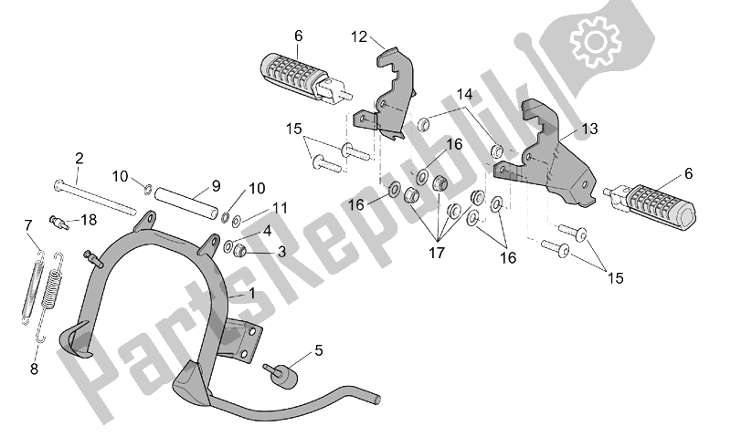 All parts for the Foot Rests - Lateral Stand of the Aprilia Scarabeo 100 4T E2 2001